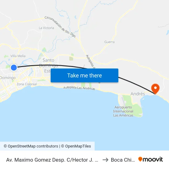 Av. Maximo Gomez Desp. C/Hector J. Diaz to Boca Chica map