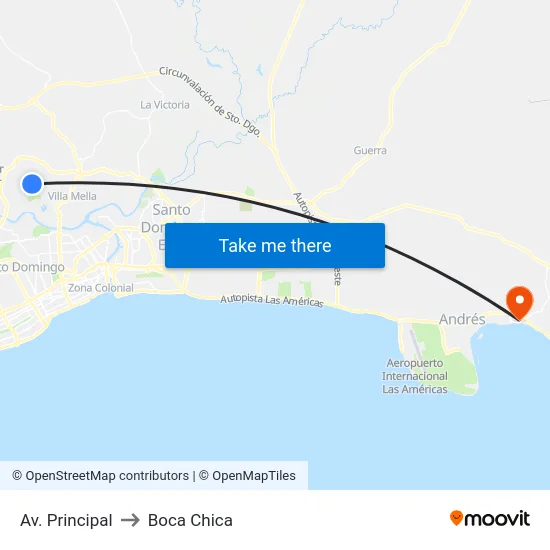 Av. Principal to Boca Chica map