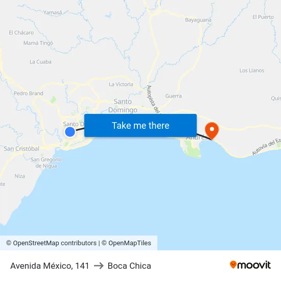 Avenida México, 141 to Boca Chica map