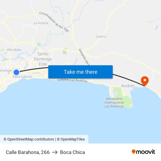 Calle Barahona, 266 to Boca Chica map