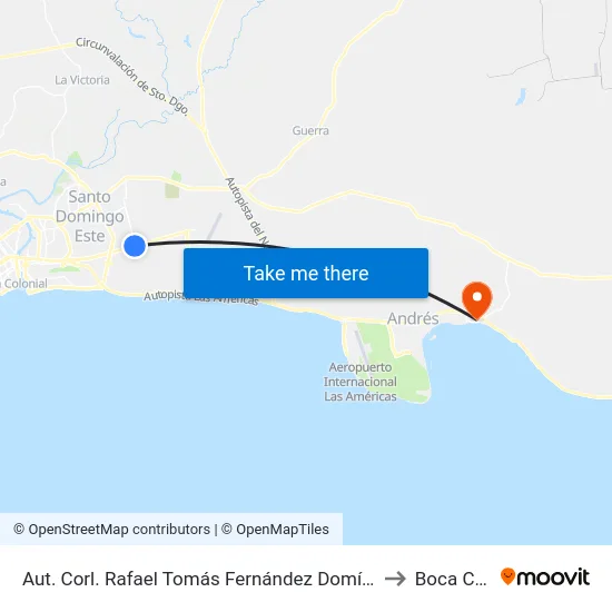 Aut. Corl. Rafael Tomás Fernández Domínguez (Ole) to Boca Chica map
