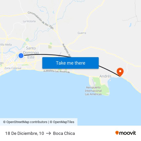 18 De Diciembre, 10 to Boca Chica map