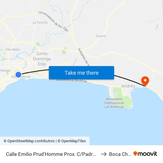 Calle Emilio Prud'Homme Prox. C/Padre Miguel to Boca Chica map