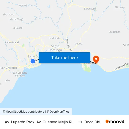 Av. Luperón Prox. Av. Gustavo Mejia Ricart to Boca Chica map