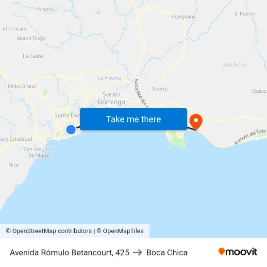 Avenida Rómulo Betancourt, 425 to Boca Chica map