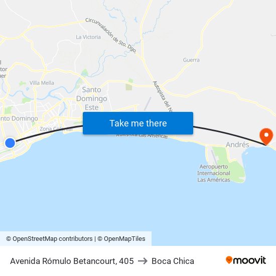 Avenida Rómulo Betancourt, 405 to Boca Chica map