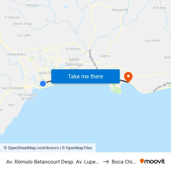 Av. Rómulo Betancourt Desp. Av. Luperón to Boca Chica map