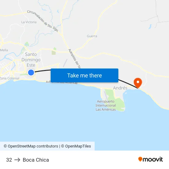 32 to Boca Chica map