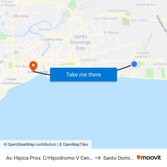 Av. Hipica Prox. C/Hipodromo V Centenario to Santo Domingo map
