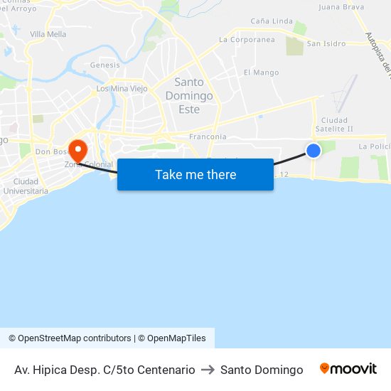Av. Hipica Desp. C/5to Centenario to Santo Domingo map