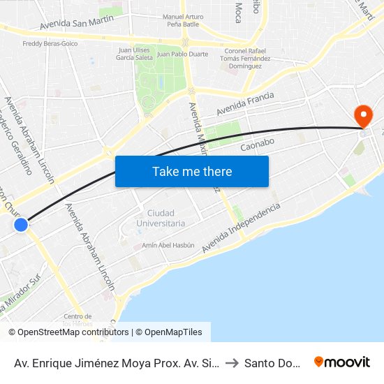 Av. Enrique Jiménez Moya Prox. Av. Simon Bolivar to Santo Domingo map