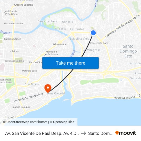 Av. San Vicente De Paúl Desp. Av. 4 De Agosto to Santo Domingo map