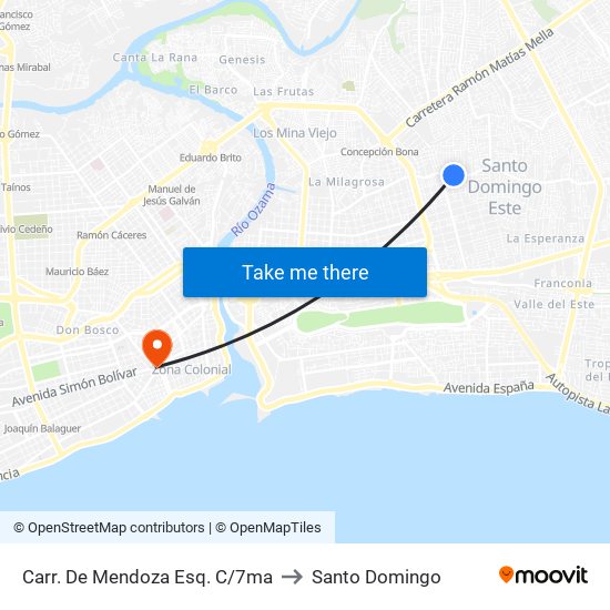 Carr. De Mendoza Esq. C/7ma to Santo Domingo map