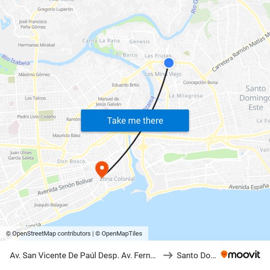 Av. San Vicente De Paúl Desp. Av. Fernández De Navarrete to Santo Domingo map