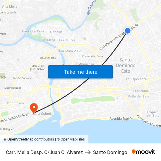 Carr. Mella Desp. C/Juan C. Alvarez to Santo Domingo map