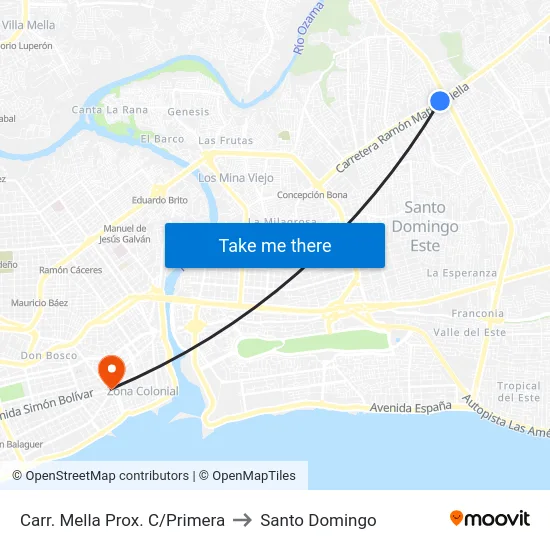 Carr. Mella Prox. C/Primera to Santo Domingo map