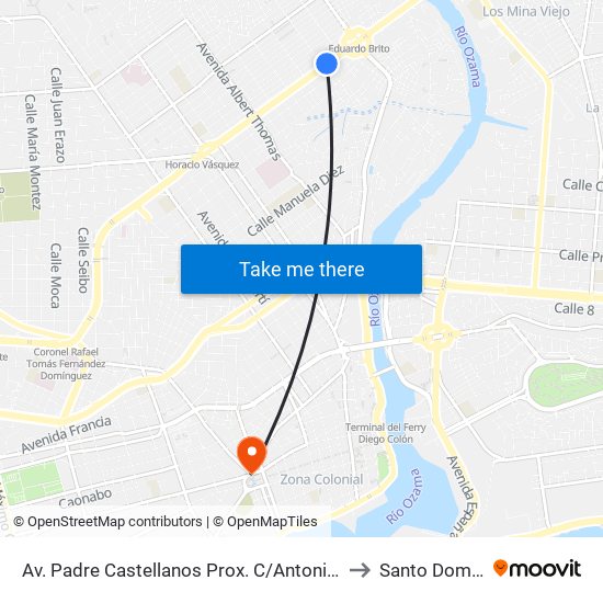 Av. Padre Castellanos Prox. C/Antonio Guzmán to Santo Domingo map