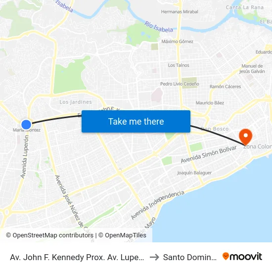 Av. John F. Kennedy Prox. Av. Luperón to Santo Domingo map