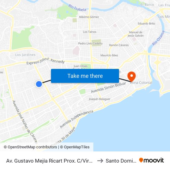 Av. Gustavo Mejía Ricart Prox. C/Virgilio Diaz to Santo Domingo map