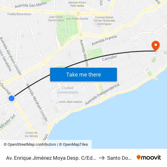 Av. Enrique Jiménez Moya Desp. C/Eduardo Vicioso to Santo Domingo map