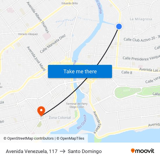 Avenida Venezuela, 117 to Santo Domingo map
