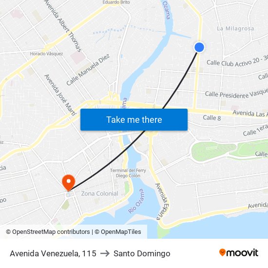 Avenida Venezuela, 115 to Santo Domingo map