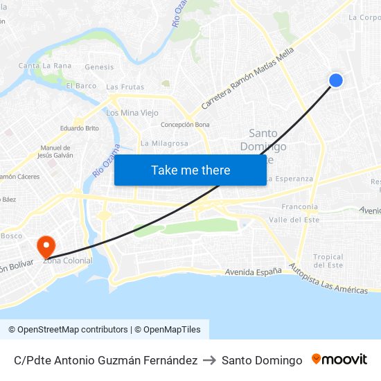 C/Pdte Antonio Guzmán Fernández to Santo Domingo map