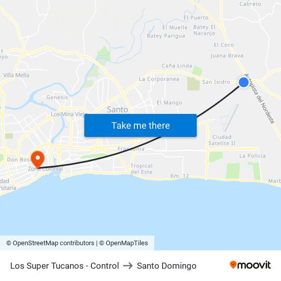 Los Super Tucanos - Control to Santo Domingo map