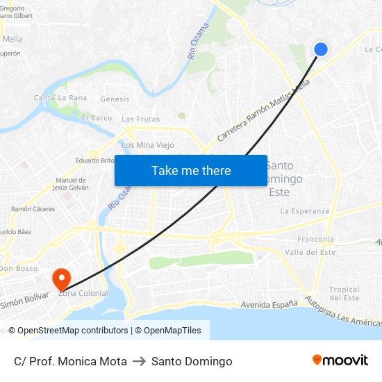C/ Prof. Monica Mota to Santo Domingo map