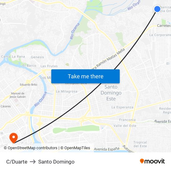 C/Duarte to Santo Domingo map