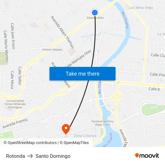 Rotonda to Santo Domingo map