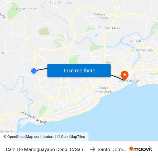 Carr. De Manoguayabo Desp. C/San Miguel to Santo Domingo map
