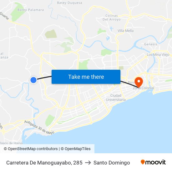 Carretera De Manoguayabo, 285 to Santo Domingo map