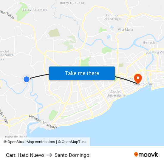 Carr. Hato Nuevo to Santo Domingo map