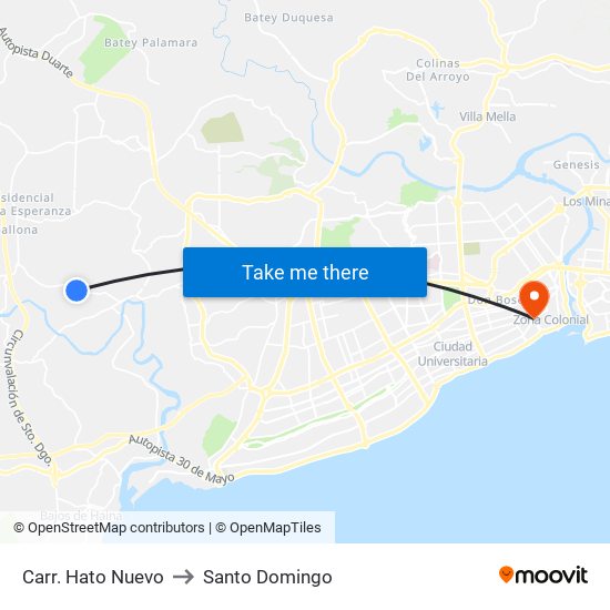 Carr. Hato Nuevo to Santo Domingo map