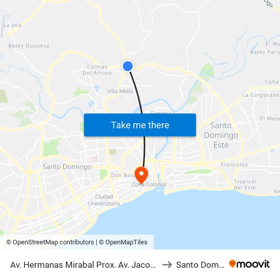 Av. Hermanas Mirabal Prox. Av. Jacobo Majluta to Santo Domingo map