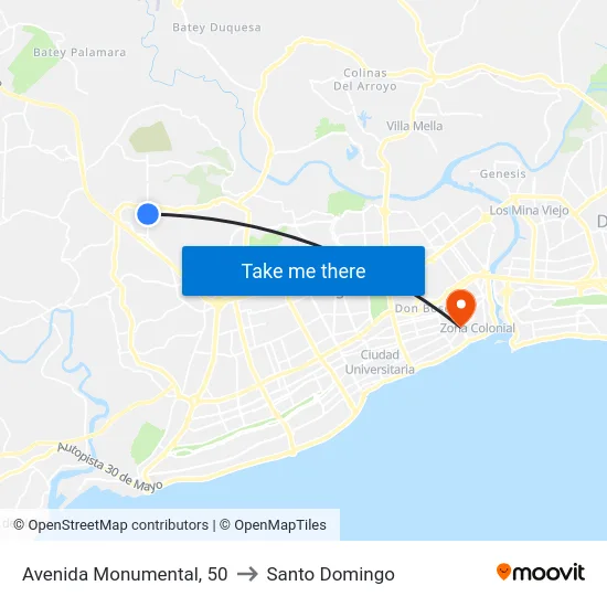 Avenida Monumental, 50 to Santo Domingo map