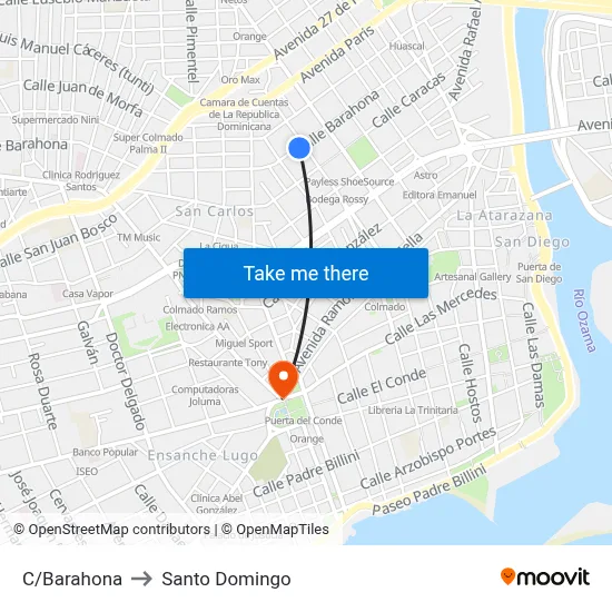 C/Barahona to Santo Domingo map