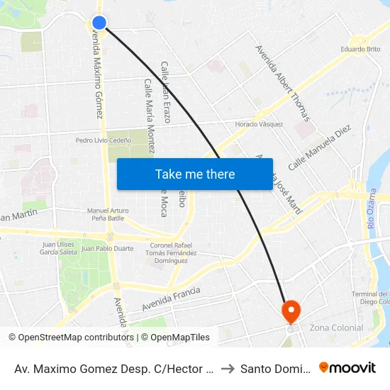 Av. Maximo Gomez Desp. C/Hector J. Diaz to Santo Domingo map