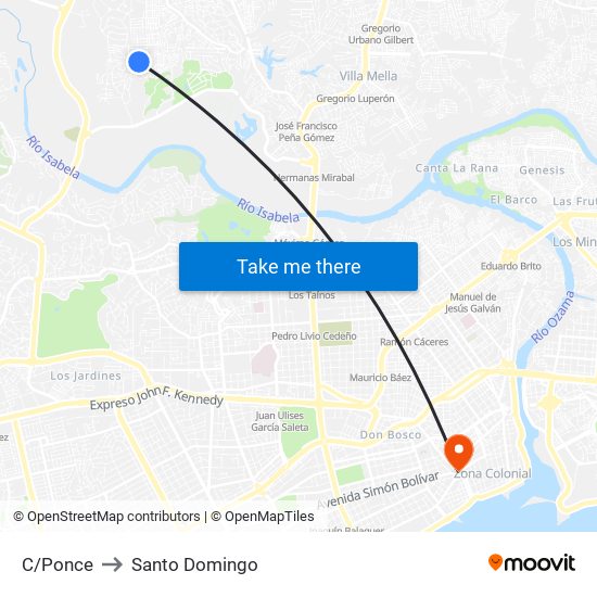 C/Ponce to Santo Domingo map