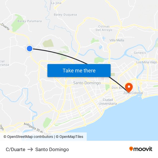 C/Duarte to Santo Domingo map