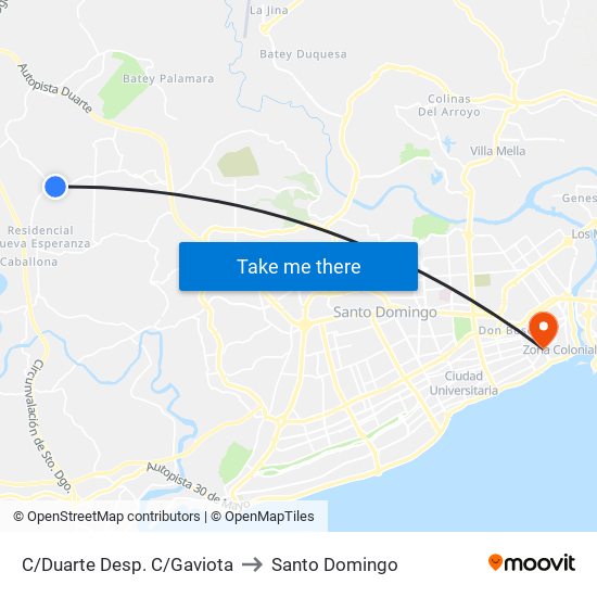 C/Duarte Desp. C/Gaviota to Santo Domingo map