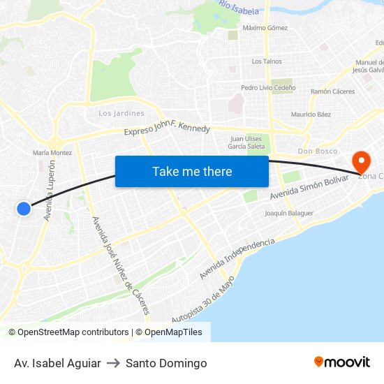 Av. Isabel Aguiar to Santo Domingo map