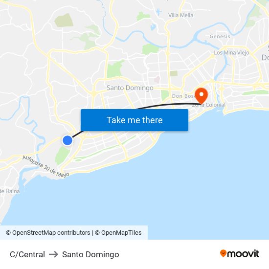 C/Central to Santo Domingo map