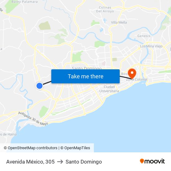 Avenida México, 305 to Santo Domingo map