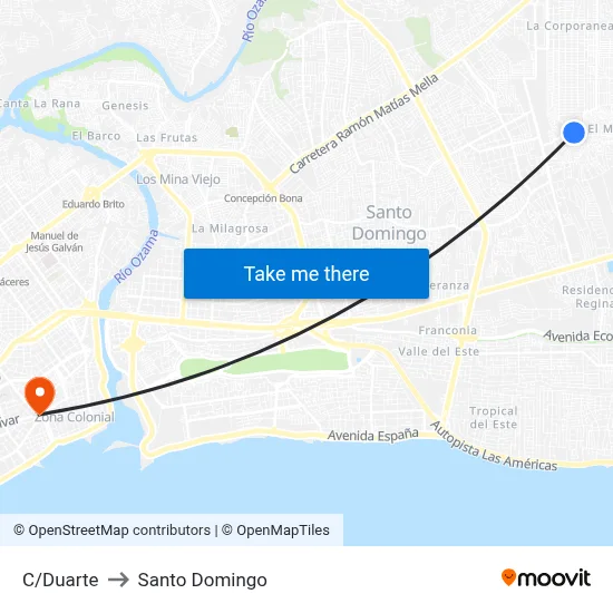 C/Duarte to Santo Domingo map