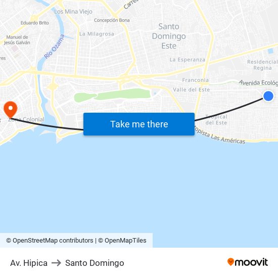 Av. Hipica to Santo Domingo map
