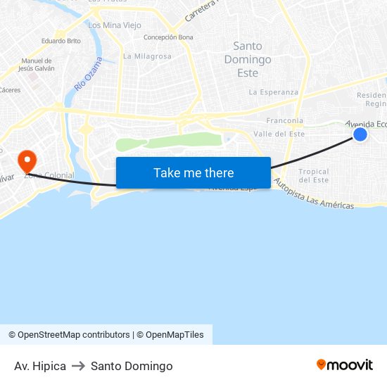 Av. Hipica to Santo Domingo map