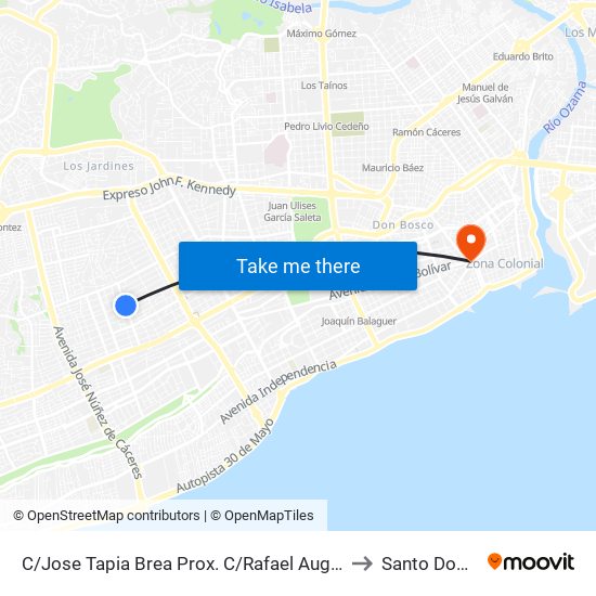 C/Jose Tapia Brea Prox. C/Rafael Augusto Sanchez to Santo Domingo map
