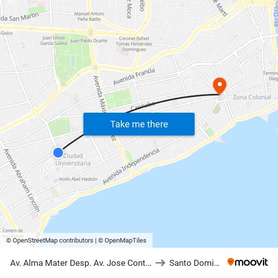 Av. Alma Mater Desp. Av. Jose Contreras to Santo Domingo map